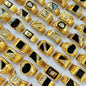 5Pcs Fashion Jewelry Men's Gold Color Enamel Rhinestone Rings Hot Wholesale Mixed Lots Party Drop Ship Free LR4047