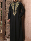 Muslim men's thobe long sleeves embroidered stand-up loose casual Saudi Arabia Islamic men's Abaya parties traditional clothing