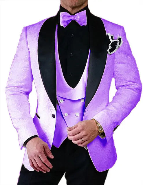 Men's Wedding Suit 2023 Italian Design Custom Black Smoking Tuxedo Jacket 3-piece Set (coat Vest Pants) Men's Groom Terno Suit