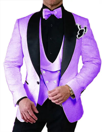 Men's Wedding Suit 2023 Italian Design Custom Black Smoking Tuxedo Jacket 3-piece Set (coat Vest Pants) Men's Groom Terno Suit