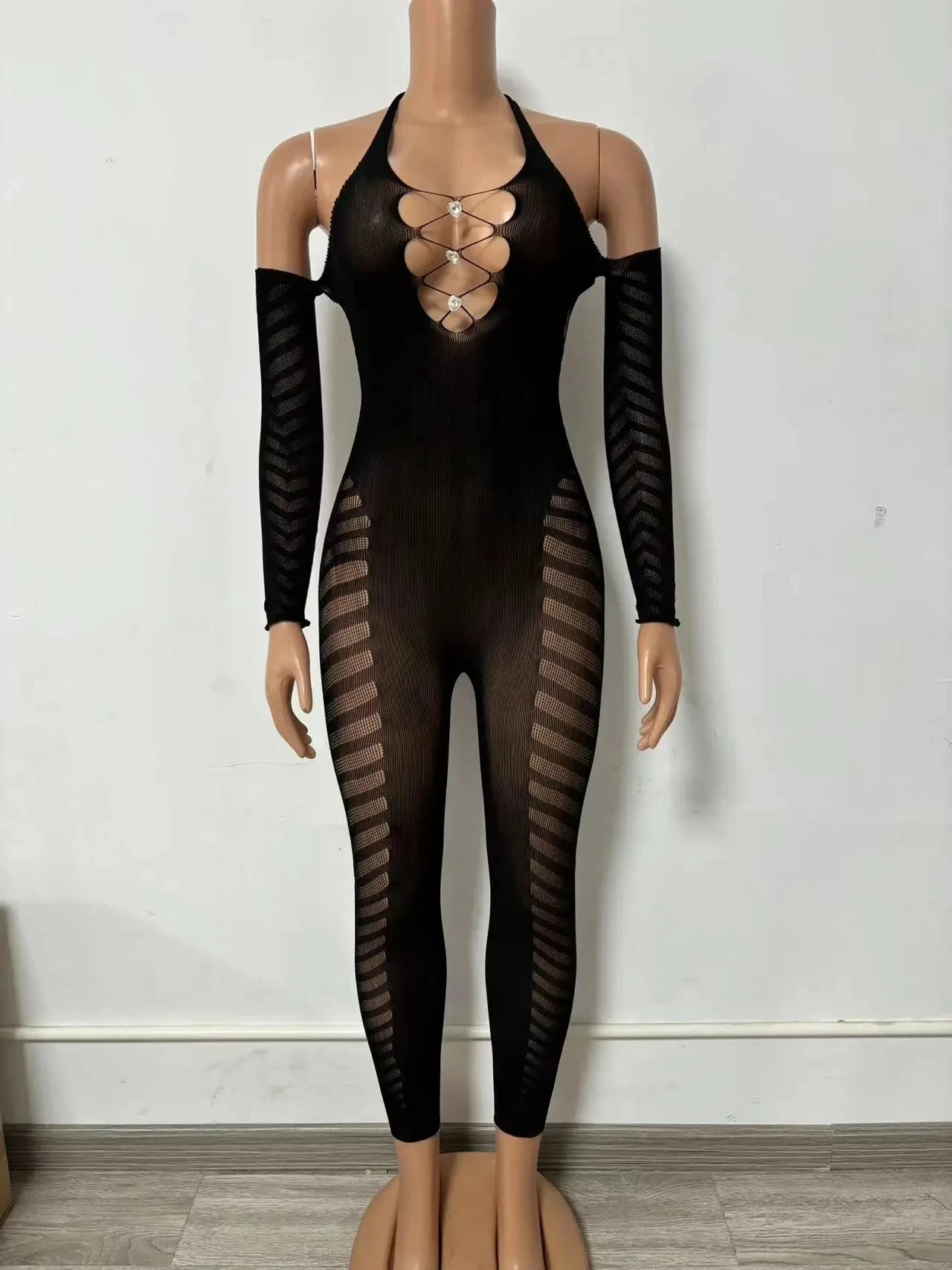 Mesh Jumpsuit For Women Sexy Club,Rhinestone Deep V One Piece Birthday Jumpsuits,Poster Bottle Large Outfit Going Out Plus Size