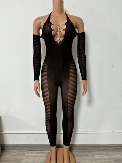 Mesh Jumpsuit For Women Sexy Club,Rhinestone Deep V One Piece Birthday Jumpsuits,Poster Bottle Large Outfit Going Out Plus Size
