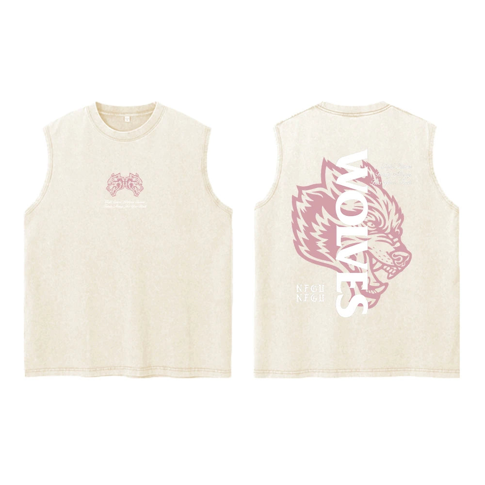 Darc Wolves Sport Vintage Washed Vest Tees Gym Bodybuilding Fitness Sleeveless T Shirts Basketball Workout Darcs Tank Tops