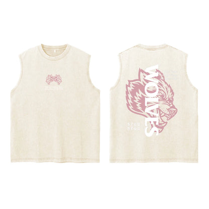 Darc Wolves Sport Vintage Washed Vest Tees Gym Bodybuilding Fitness Sleeveless T Shirts Basketball Workout Darcs Tank Tops