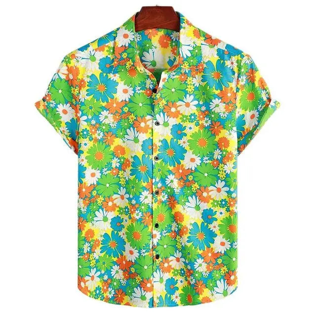 Sleeve Casual Loose Streetwear Summer Beach Shirts for Male/Female Clothing Hawaiian Men's Shirt Floral Harajuku Printed Short
