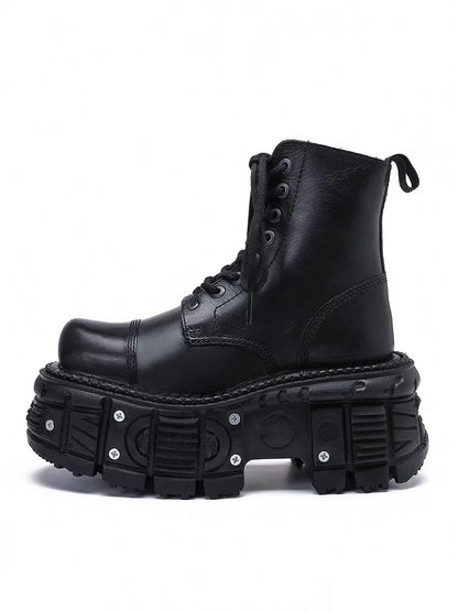 Leather Heightened 10cm Thick-soled Men's High-top British Style 2025 New Trendy Men's Boots