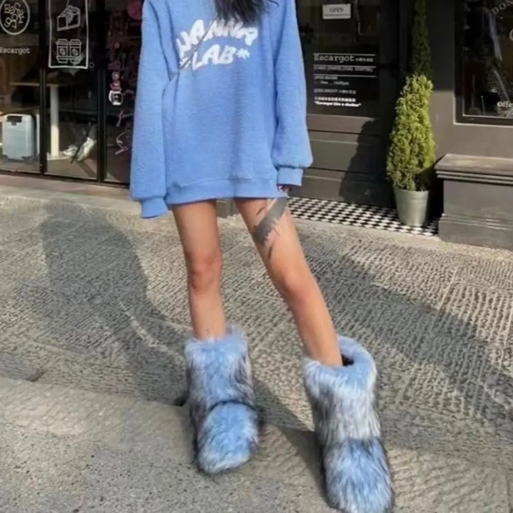 Bottes de Neige de Luxe en Fausse Fourrure EAEOVNI – Chaleur Extrême &amp; Style Hivernal Glamour