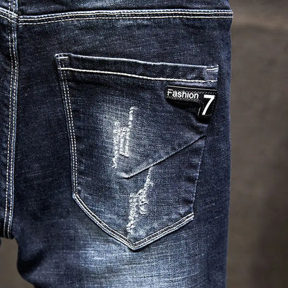 Jean Slim Déchiré Usé Tsingyi – Style Casual, Effet Moustache &amp; Confort Stretch