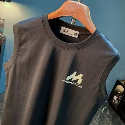 Cotton men's summer new breathable top sleeveless vest, camisole, fitness American T-shirt trend versatile and fashionable multi