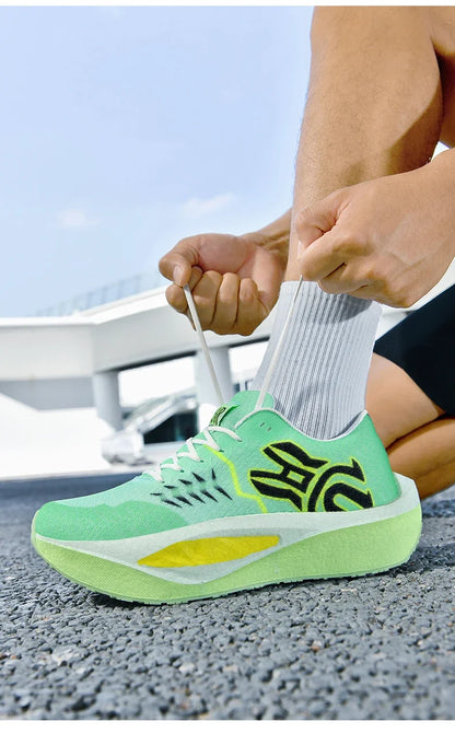 Marathon Men Running Shoes Carbon Board Sports Breathable Comfortable Athletic Air Cushion Women's Lightweight Nonskid Sneakers