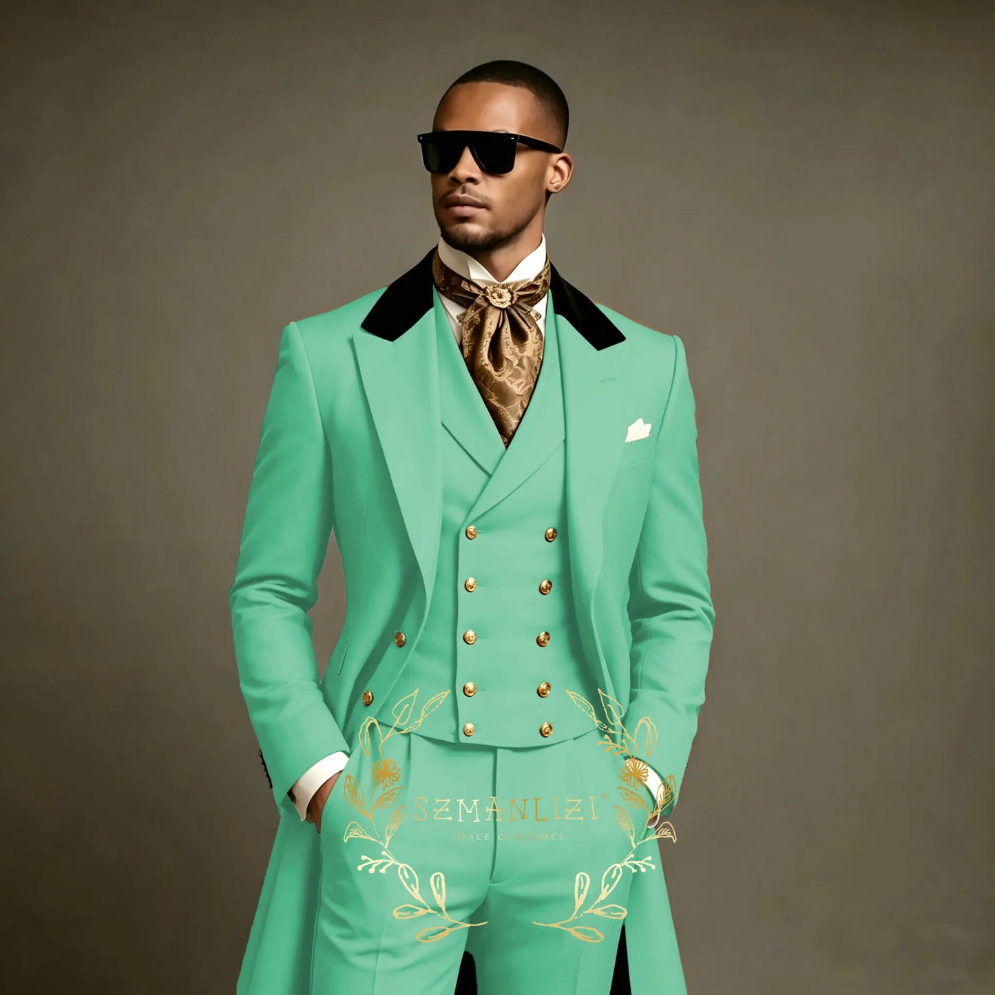 Costume de Mariage Formel – Coupe Droite, Veste Longue Toutes Saisons (Mélange Coton, Polyester &amp; Viscose)