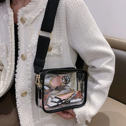 Fashion Shoulder Messenger Bag Transparent Crossbody Bag for Women Girls PVC Jelly Handbag (Excluding Ribbons)