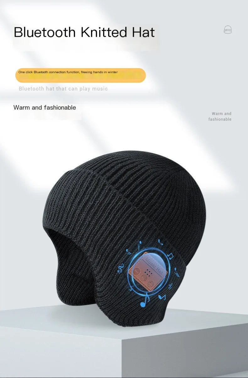 Wireless Bluetooth Earphone Hat Headset Rechargeable With Microphone Light  Weight Removable Keep Warm Listen Music Headphone