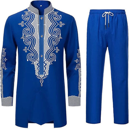 Muslim Robe Black White Yellow Navy Blue Long-Sleeved Trousers The Traditional Dress of Arab Men 3D Pattern Printing