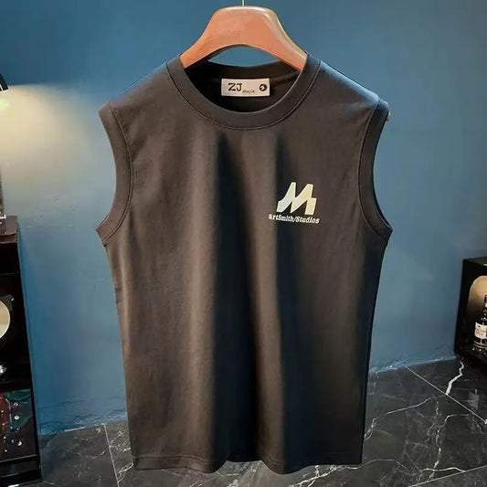 Cotton men's summer new breathable top sleeveless vest, camisole, fitness American T-shirt trend versatile and fashionable multi
