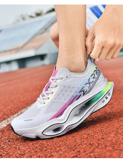 Couple Carbon Plate Running Shoes Ultra-Light Breathable Anti-Slip Sport Shoes Shock Absorption Wear Resistant Casual Sneakers