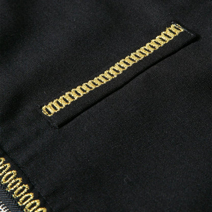 New Men's Round Collar Embroidered Robe Fashion Male Halloween Trend Black Long Coats