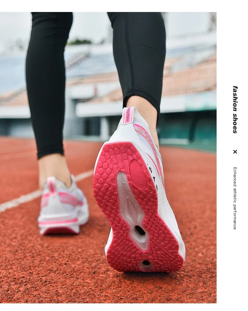 Couple Carbon Plate Running Shoes Ultra-Light Breathable Anti-Slip Sport Shoes Shock Absorption Wear Resistant Casual Sneakers