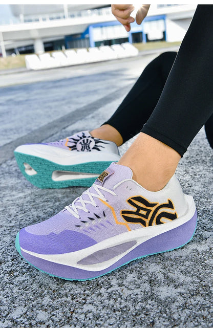 Marathon Men Running Shoes Carbon Board Sports Breathable Comfortable Athletic Air Cushion Women's Lightweight Nonskid Sneakers
