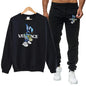 Men's autumn round neck sweatshirt set, luxurious printed simple casual sports set
