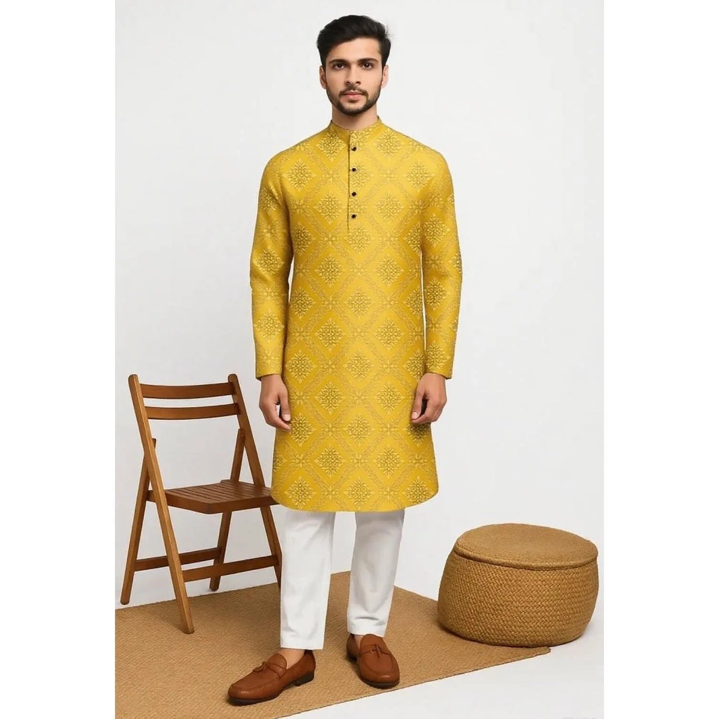 India Men Spring Shirt Tradition Kurtas Vintage Long Blouse
