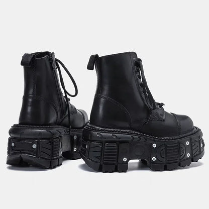 Leather Heightened 10cm Thick-soled Men's High-top British Style 2025 New Trendy Men's Boots
