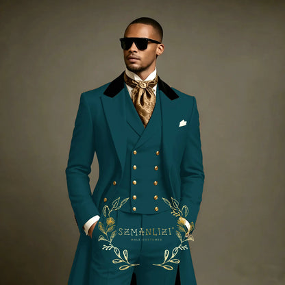 Costume de Mariage Formel – Coupe Droite, Veste Longue Toutes Saisons (Mélange Coton, Polyester &amp; Viscose)
