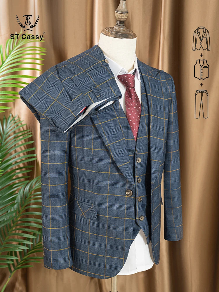 Costume Homme Business &amp; Smart Casual ST Cassy – Modèle 701 (Maille Knit Confort, Mélange Polyester &amp; Rayonne)