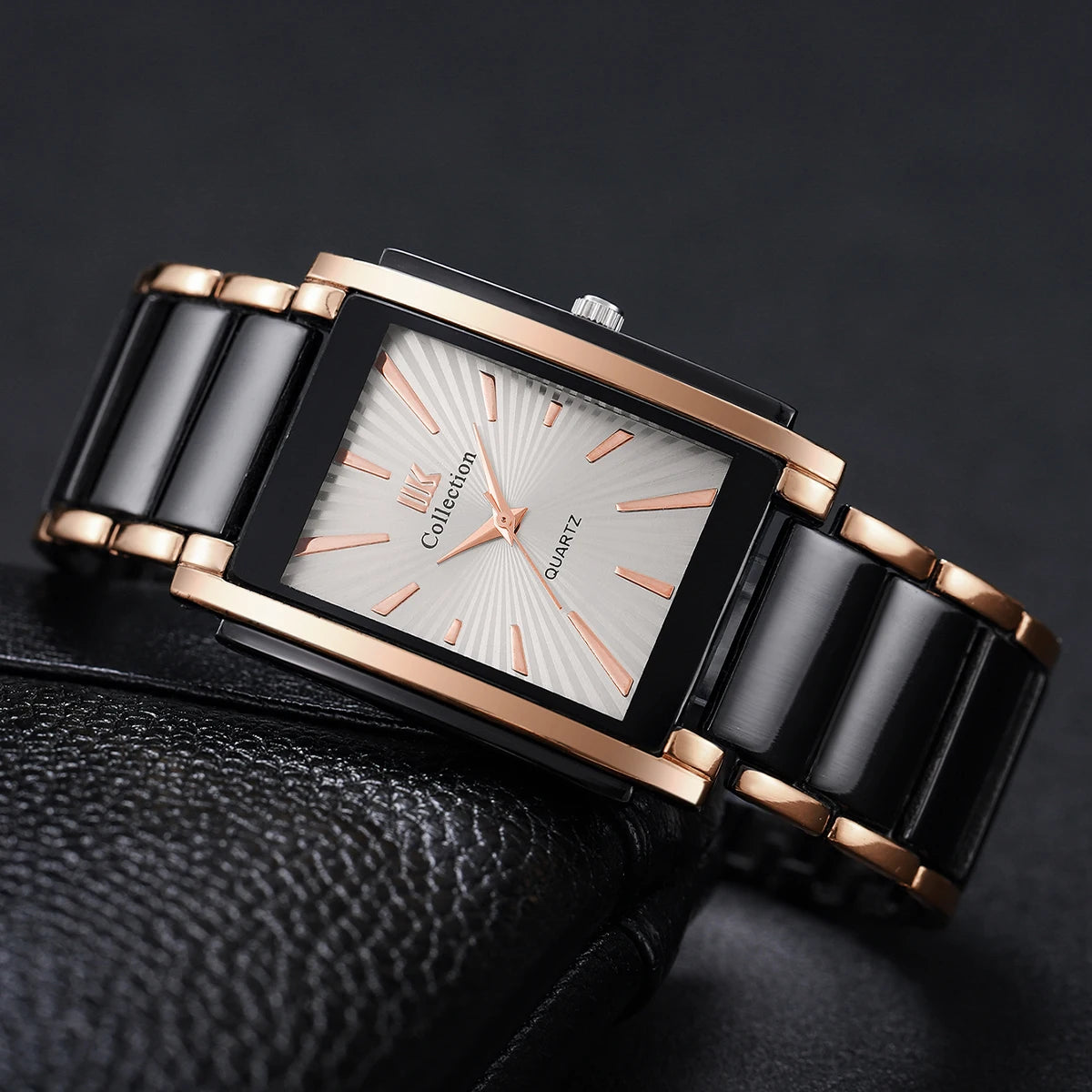 Fashion Rectangle Men Business Watches Luxury Stainless Steel Strap Quartz Wristwatch For Mens Clock Reloj Hombre（Without Box）