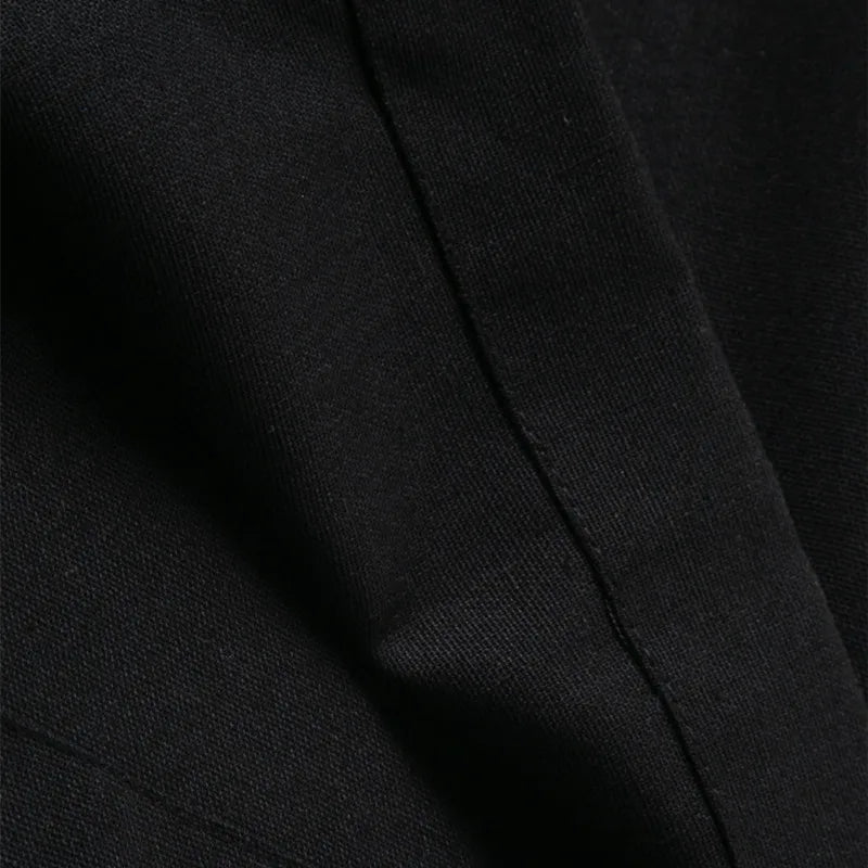 New Men's Round Collar Embroidered Robe Fashion Male Halloween Trend Black Long Coats