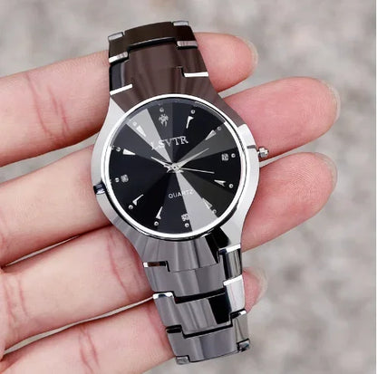 2pcs Couples Dial Cutting Quartz Watch Business Fashion Analog Calendar Wrist Watch Valentines Gift For Men Women Date Watch