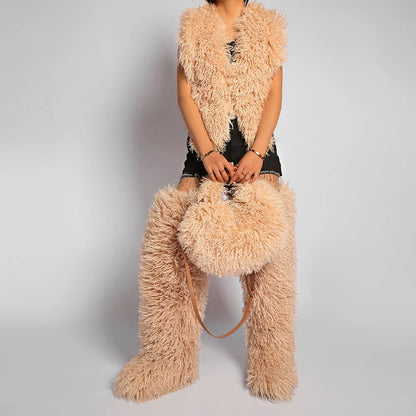 Cabas en Fausse Fourrure – Style Tendance Y2K