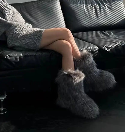 Bottes de Neige de Luxe en Fausse Fourrure EAEOVNI – Chaleur Extrême &amp; Style Hivernal Glamour