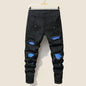 Jean Slim Straight Patchwork LVCCCI'S – Style Chic, Haute Élasticité &amp; Denim Épais