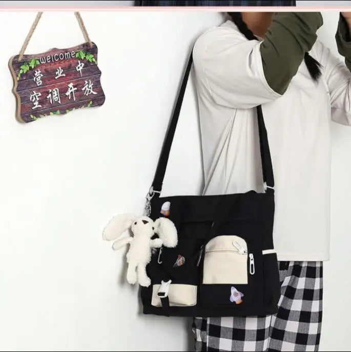 New Canvas Women Handbags Messenger Bag Youth Ladies Fashion Shoulder Tote Bag Versatile Female Crossbody Bags Pouch Pack Bolsas