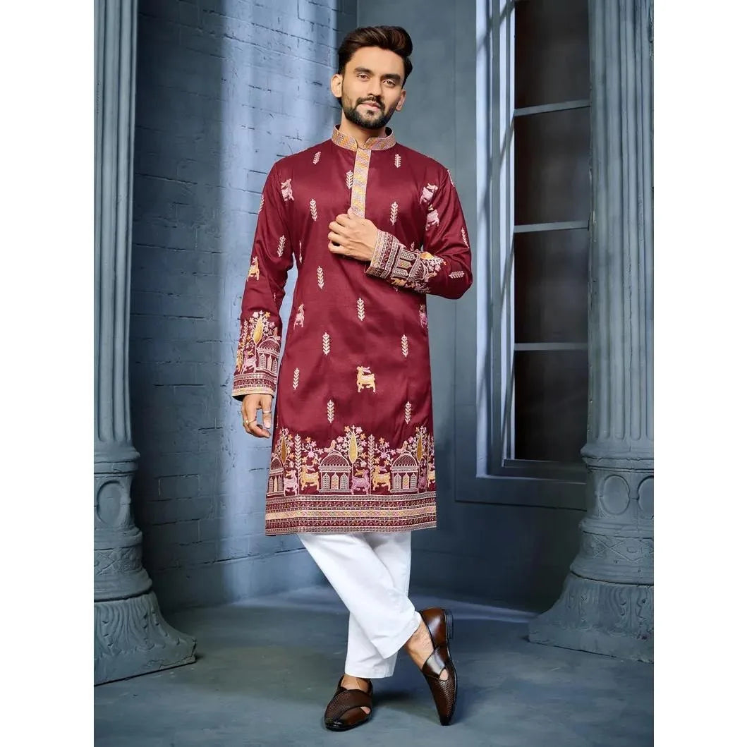 Muslim Kurtta Caftan Dubai Men'S Robe Long-Sleeved Ethnic Style 2026 Stand Collar Arabic Clothing National style Middle Eastern