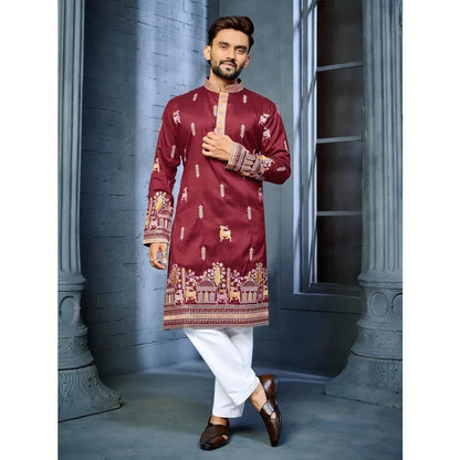 Muslim Kurtta Caftan Dubai Men'S Robe Long-Sleeved Ethnic Style 2026 Stand Collar Arabic Clothing National style Middle Eastern