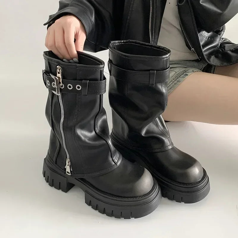 Bottes de Neige à Talons "Sexy Chain" LEDP – Chaleur, Hauteur &amp; Style Rebelle