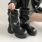 Bottes d'Hiver Mi-Mollet "Sexy Chain" LEDP – Chaleur, Hauteur &amp; Style Gothique Chic