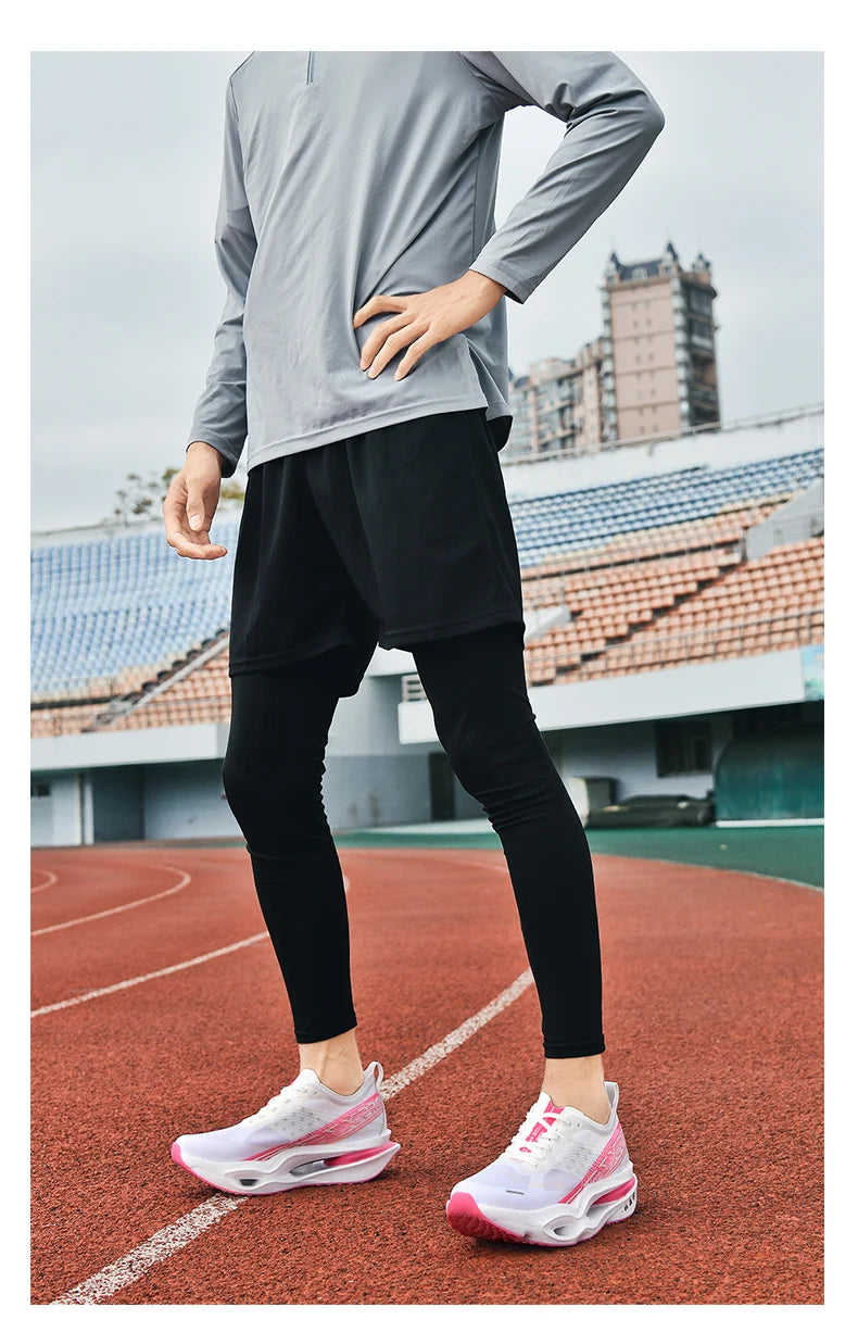 Couple Carbon Plate Running Shoes Ultra-Light Breathable Anti-Slip Sport Shoes Shock Absorption Wear Resistant Casual Sneakers