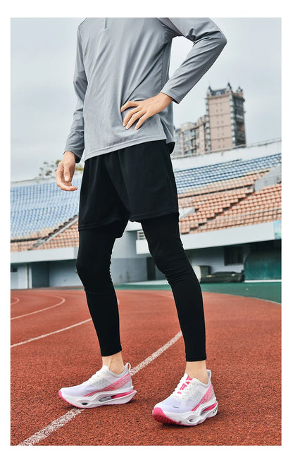 Couple Carbon Plate Running Shoes Ultra-Light Breathable Anti-Slip Sport Shoes Shock Absorption Wear Resistant Casual Sneakers