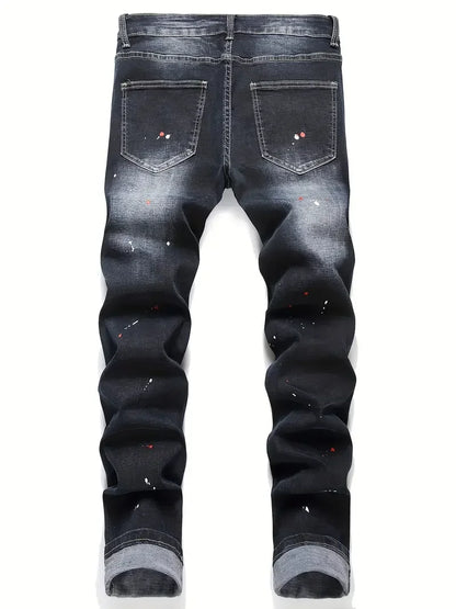 Jean Harem Brodé à Pois LVCCCI'S – Style Casual, Haute Élasticité &amp; Denim Épais