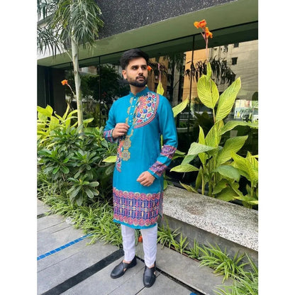 Muslim Kurtta Caftan Dubai Men'S Robe Long-Sleeved Ethnic Style 2026 Stand Collar Arabic Clothing National style Middle Eastern