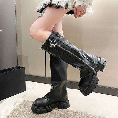 Bottes de Neige à Talons "Sexy Chain" LEDP – Chaleur, Hauteur &amp; Style Rebelle