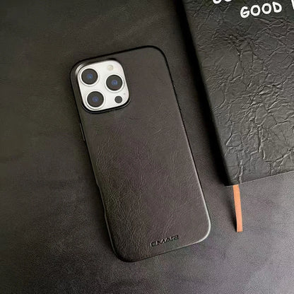 Magnetic Leather Texture for MagSafe Phone Case for IPhone 17 16pro Max 15 14 Pro 13 Wireless Charging Alloy Lens Bumper Cover