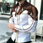 Men's shirt with contrasting stripes, long sleeved shirt, simple geometric lines, slim fit shirt, high-quality business top
