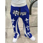 Men's Casual Street Style Trendy Cross Print Fashionable Slightly Flared Black and White Color-Block Design Sweatpants Men Pants