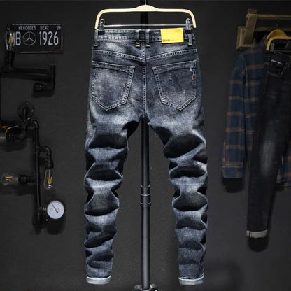 Jean Slim Déchiré Usé Tsingyi – Style Casual, Effet Moustache &amp; Confort Stretch