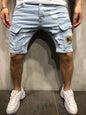 2026 Men's Summer Short Jeans High Stretch Fashion Casual Denim Shorts Male Slim Fit Elastic Badge Pockets Hole Shorts for Men