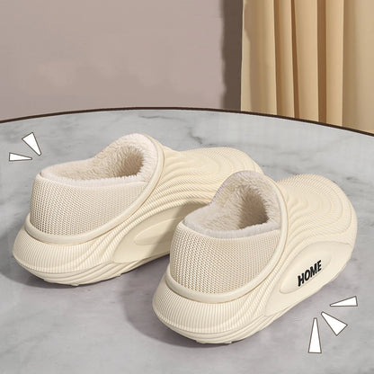 Casual Men‘s Warm Plush EVA Slippers Winter Platform Waterproof Indoor outdoor Shoes Woman Non Slip Furry Home Slippers